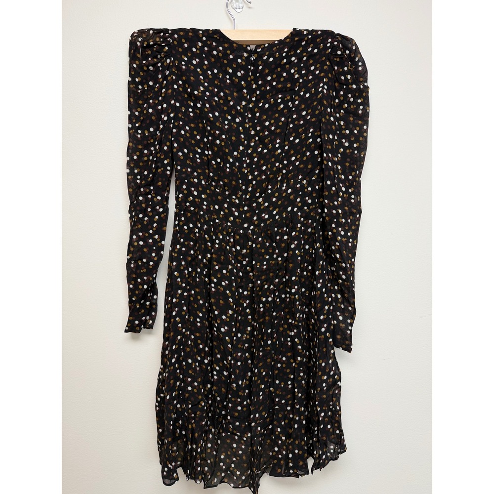 The Kooples Silk Mini Dress Brown Polka Dots Sz FR 0 US XS New - Picture 5 of 10